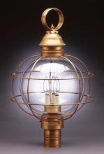  2853-DAB-LT3-CLR - Caged Round Post Dark Antique Brass 3 Candelabra Sockets Clear Glass