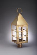  7153-AB-CIM-CLR - Pyramid Top H-Bars Post Antique Brass Medium Base Socket With Chimney Clear Glass