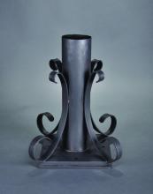  PM03-DB - Dark Brass Pier Mount, Tall With Scroll Work.  Pipe 13"  Box 7 1/2" Width of scroll work 9