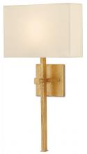  5900-0005 - Ashdown Gold Wall Sconce, White Shade